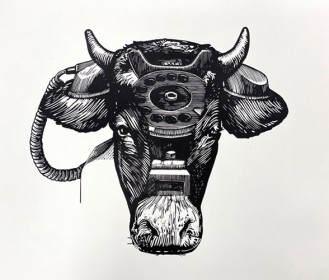 R-Gespräch | Linolschnitt | 2024 | 60x80cm